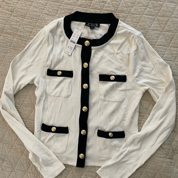 J. Crew Vintage rib lady jacket in Ivory & Black Size M NWT $79.50 - Picture 6 of 8